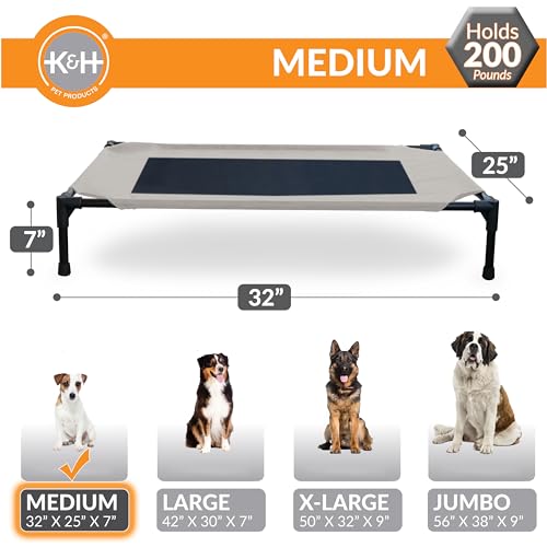 K&H Outdoor Elevated Dog Bed (Taupe/Black Mesh / Medium 32"L x 25"W)