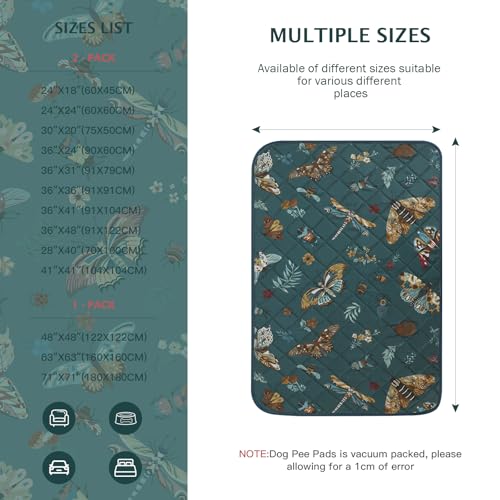 Washable Pee Pads for Dogs (Dark Green / 48x36 inch - 2pcs)