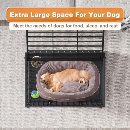 37 Inch Heavy Duty Dog Crate with Wheels (37.0"L x 25.2"W x 27.8"H)