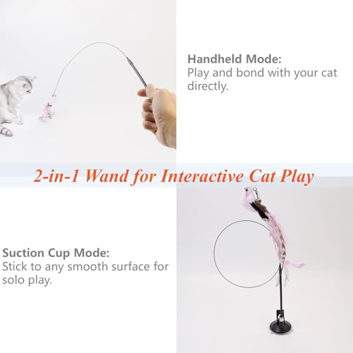 12PCS Interactive Cat Feather Wand Toy Set
