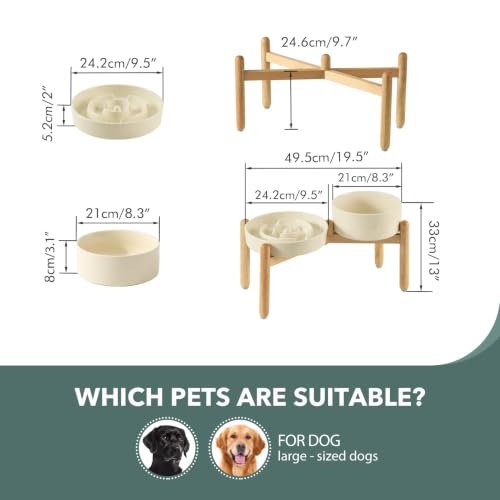 Elevated Slow Feeder Dog Bowls (Light Yellow)