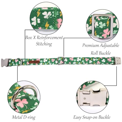 St. Patrick Dog Collars with Bow tie (G&P Clover / Medium (Pack of 1))
