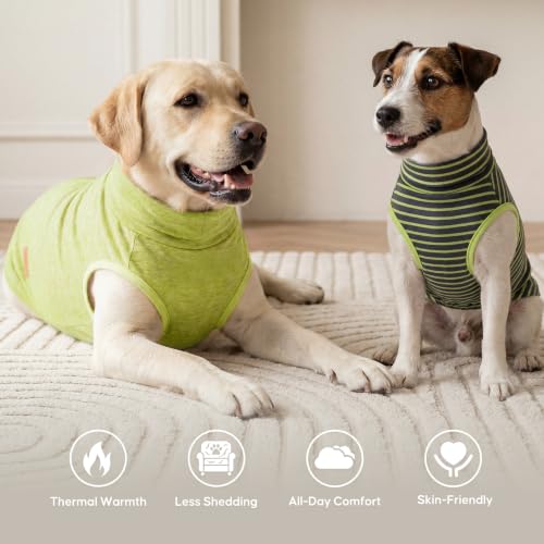 2Pack Dog Sweater for Large Dogs Soft Pet Coats Fleece Sweatshirt (XX-Large (32-55lbs) / 4# Stripe+Green)