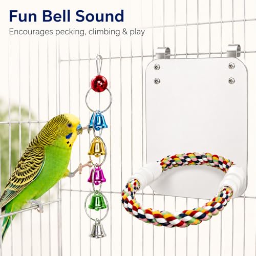 7" Bird Mirror with Rope Perch Bird Toys Swing (7 inch)