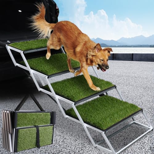 Folding Dog Stairs for Car (Green / 20In-4 Steps)