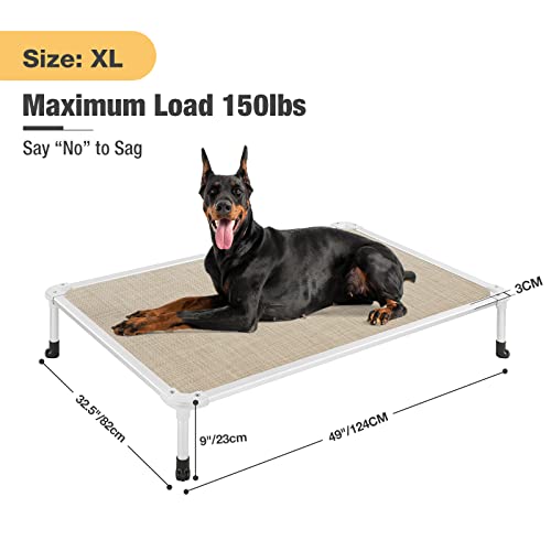 Chew Proof Elevated Dog Bed (Beige Coffee / 49.0"L x 33.0"W x 9.0"Th)