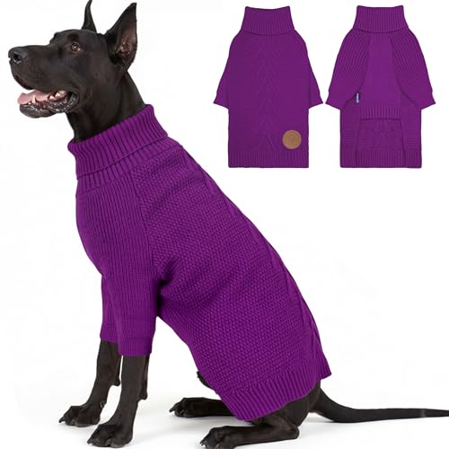 Dog Sweater Long Sleeve Warm Sweaters for Giant Breed Dogs Boy Girl (Purple / XXXX-Large)