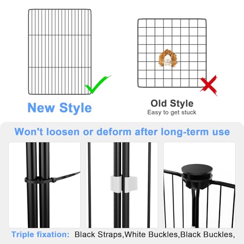 Guinea Pig Cage with Waterproof PVC Bottom Liner & One (24 Panels-with roof / Black)