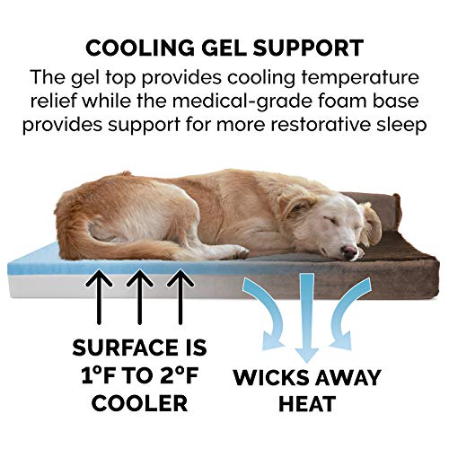 Cooling Gel Dog Bed for Large Dogs w (Jumbo Plus / (Plush & Velvet) Sable Brown)