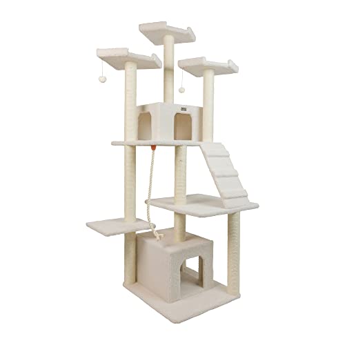 B8201 Classic Real Wood Cat Tree in Ivory