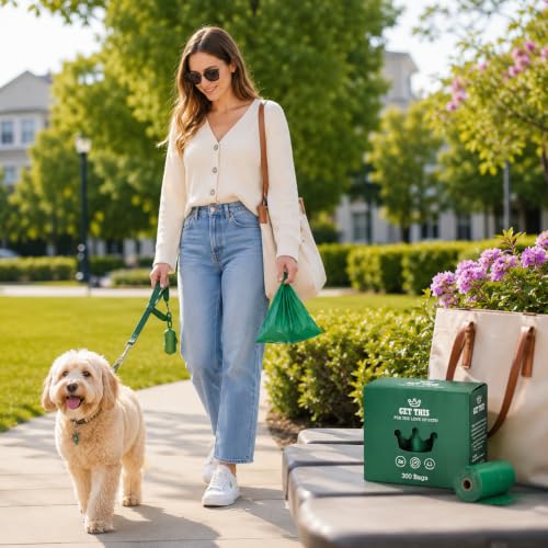 Dog Poop Bag 300 Dog Waste Bags (Green / 300 Count (Pack of 1))