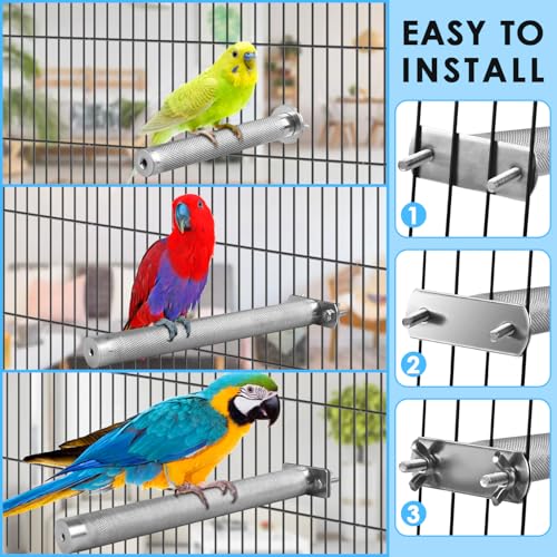 Conure Perch Stainless Steel Bird Stand Rough (S: 6 x 0.7 inch)