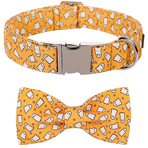 Halloween Dog Collar with Bowtie (A:Yellow Ghost / X-Small (Pack of 1))