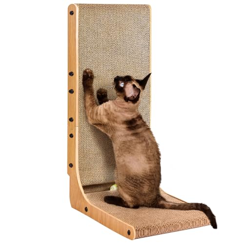 Cardboard Cat Scratcher for Indoor Cats (Brown / 16.6x11.2x26.8)