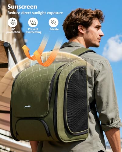 Cat Backpack Carrier (Green(Expandable) / 12.6"L x 10.2"W x 16.5"H)