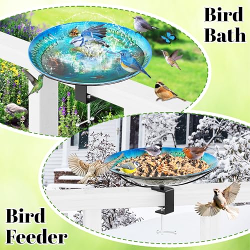 Deck Mounted Bird Bath for Outside (Ocean Blue Turtle)