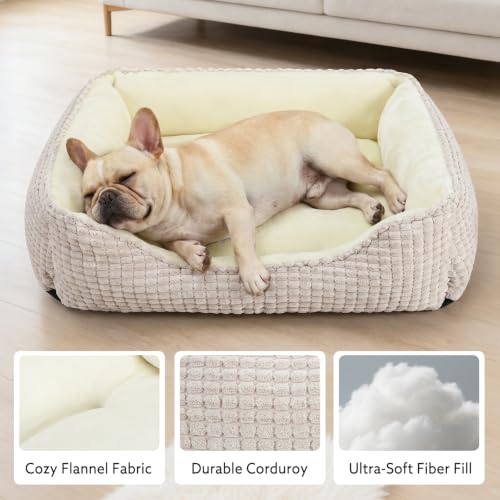 X Large Dog Bed for Large (Ivory Beige / XL(35’’x 25’’x 9’'))