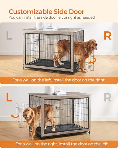 44.1" Dog Crate Furniture (Greige / 44.1"L x 29.5"W x 32.3"H)
