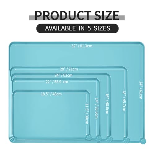 Silicone Pet Feeding Mat (Turquoise / 18.5" x 11.5")