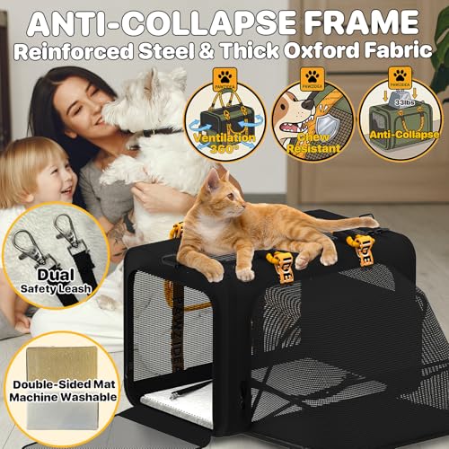 Expandable Large Pet Carrier (24.0"L x 16.0"W x 16.0"H / Black Warrior)