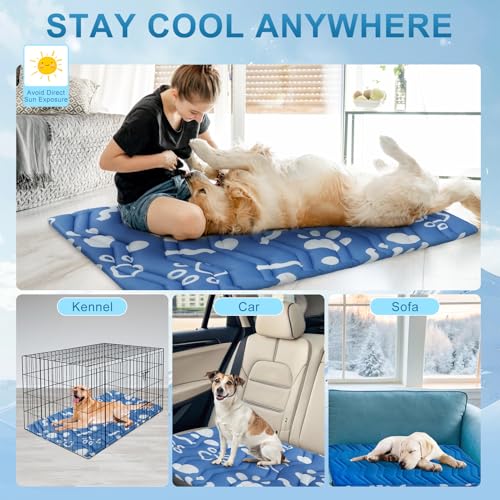 Cooling Mat for XLarge Dogs (Navy Blue / 59.0"L x 40.0"W x 1.0"Th(XL))