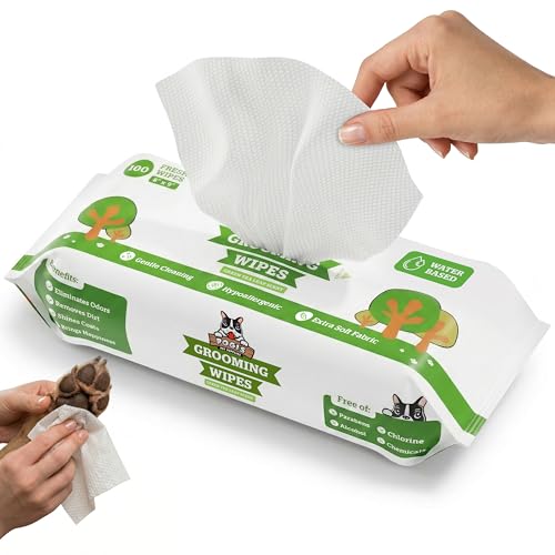 Pogi's Dog Grooming Wipes for Paws & Butt (100-Count Wipes / Green Tea Leaf Scented)