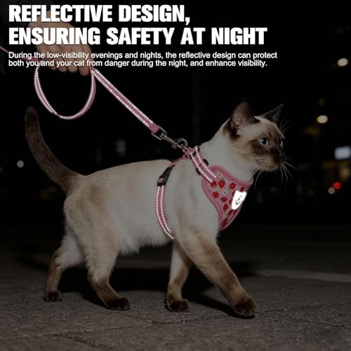 Escape Proof Cat Harness and Leash Set (Strawberry / Small)