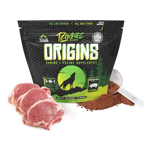 Origins 5-in-1 Dog Supplement - Powdered Food Topper w/Natural Heirloom Pork Protein- Supports Healthy Digestion, Skin, and Coat - Helps Reduce Itching & Joint Inflammation (2 lbs) (2 lb)