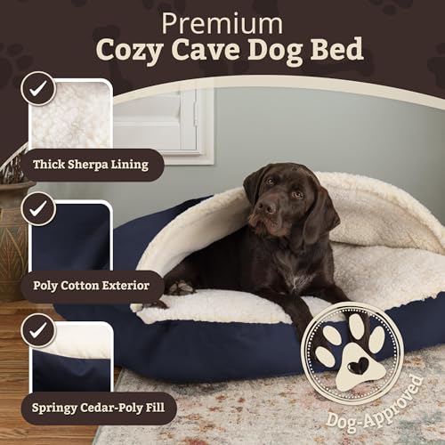 Rectangle Cozy Cave Dog Bed (Navy / Medium)