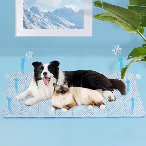 Dog Cooling Mat for Large Dogs (Blue / 47"L x 29"W x 0.8"H)