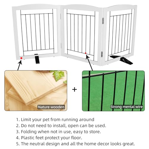 Freestanding Dog Fence Indoor (White / 【3 Panels】60''w x 32''h)