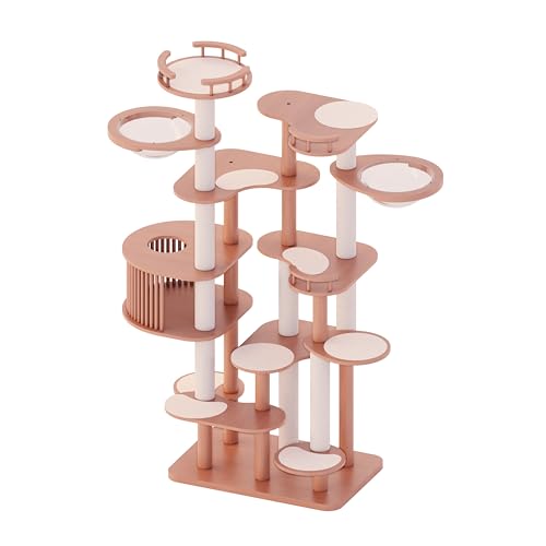 Cat Tree 84.6" Solid Wood Multi (L35.4"xW23.6"xH84.6"（with Cat Scratching Mat Pad）)