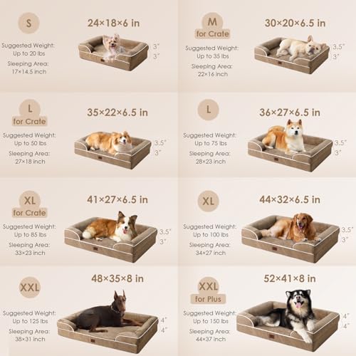 Orthopedic Dog Beds Large Sized Dog (Camel / 41.0"l X 27.0"w X 6.5"th)