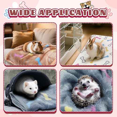6 Pcs Washable Guinea Pig Blankets Absorbent Small Animal Fleece Bedding Cage Liners Reusable Pet Pee Pad Sleep Mat Pad Cover for Hamster Ferret Rabbit Chinchilla Hedgehog (6 White Bulk / 16" x 24")