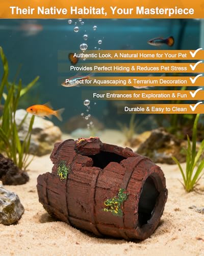 Fish Tank Decorations (Wood Barrel)