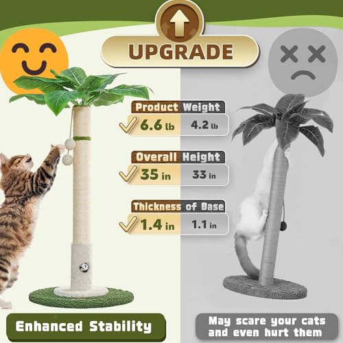 Cat Scratching Post for Indoor Cats (35.4-White / 35.4in)
