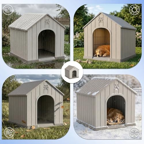 Outdoor Dog House Waterproof Roof (Light Gray / Large Dog: 38 Inch)