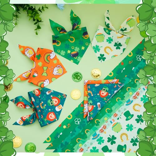 100 Pcs St Patrick's Day Dog Bandanas Bulk Green Shamrocks Bandanas for Dog Triangle Kerchief Bib Scarf for Pet Irish Costume Photo Props Accessories Pet Shops (St Patricks Day / 25.6 x 17.7 x 17.7 Inch)