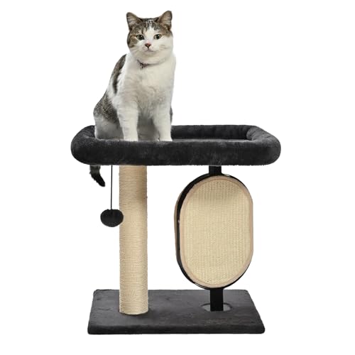 Single Platform Cat Tree with Scratching Post and Pad for Indoor Cats (Platform / Gray)