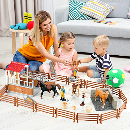 Peagrav Horse Stable Playset with Rider (Horse / Playset)