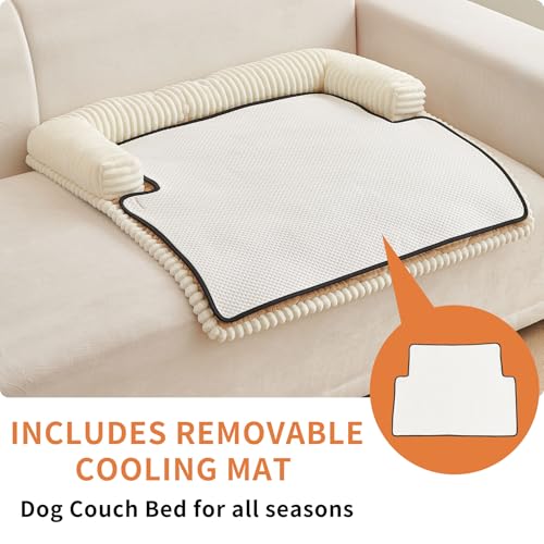 Dog Couch Bed for Small Dogs (Khaki / Small(27.56"L X 25.59"W X 5.5"Th))