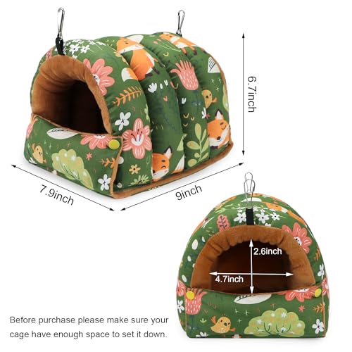 Bird Nest House Winter Warm Snuggle Hut Bird Bed Hanging Hammock for Parrots Budgies Parakeets Caique Senegal Cockatiels Conures (Large / Green)