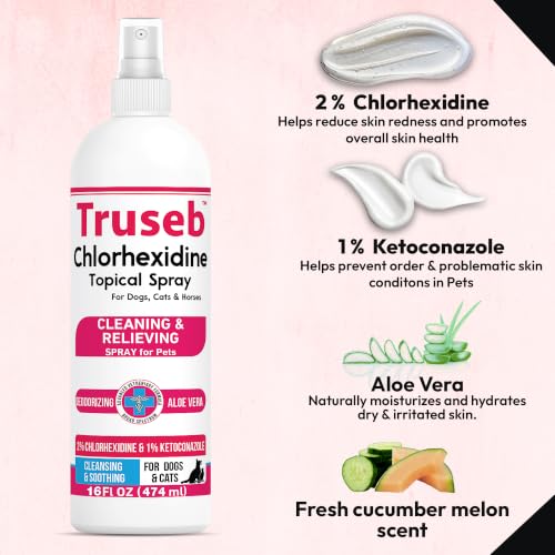 Truseb Medicated Topical Ketoconazole and Chlorhexidine Spray for Dogs