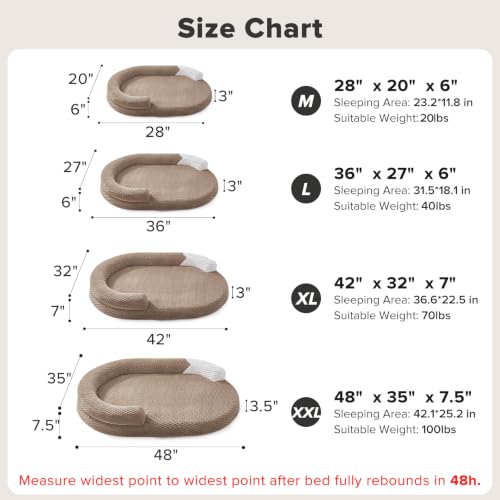 XXL Orthopedic Extra Large Dog Bed (Brown / XXL(48"x 35"x 7.5"))