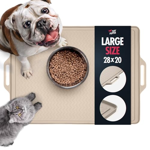 28x20 Large Dog Feeding Mat for Food and Water (Beige / Large - 28" x 20")