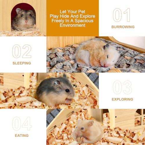 Thickened Board Double Layer Guinea Pig Castle with Stairs & Mat