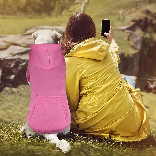 Dog Sweaters for Medium Dogs Dog Hoodie Dog Sweater Solid Soft Brushed Fleece Dog Clothes Dog Hoodie Sweatshirt with Pocket (Medium / Pink)