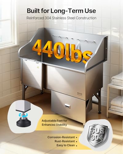 Professional 304 Stainless Steel Dog Bathing Station (61 inch / Left RAMP)