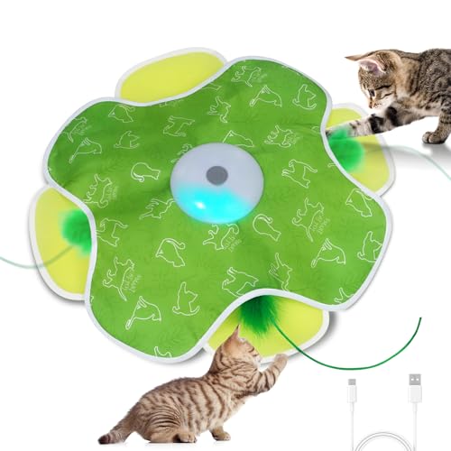 Interactive Cat Toys with Moving Feather Concealed in Mat