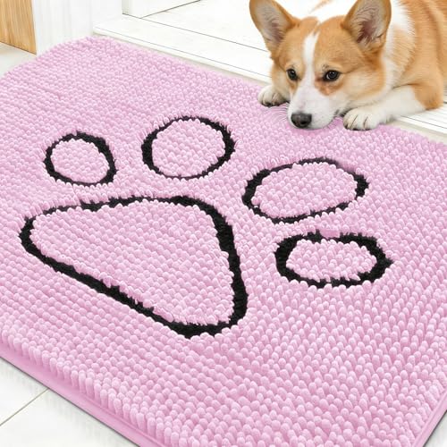 Dog Door Mat for Muddy Paws 30x20 (Pink / 30" X 20")
